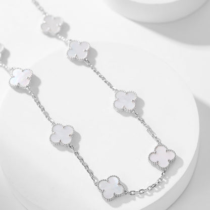 [Glow Jewelry]CLOVER 10 MOTIFS WHITE MOTHER OF PEARL NECKLACE