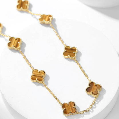 ¡®Glow Jewelry¡¯CLOVER 10 MOTIFS TIGER EYE NECKLACE