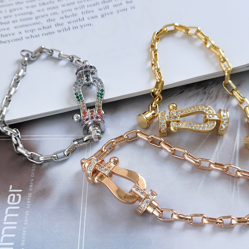 [Glow Jewelry]FORCE LARGE HORSESHOE CLASP  METAL BRACELET