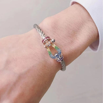 ¡®Glow Jewelry¡¯FORC LARGE HORSESHOE  COLORED DIAMOND BRACELET SILVER