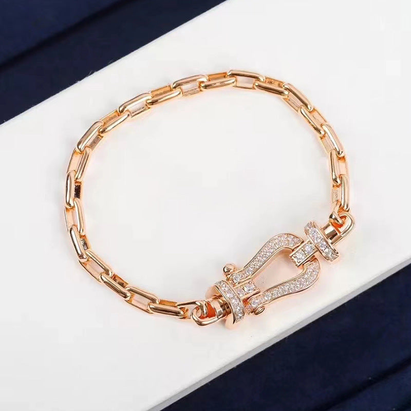 [Glow Jewelry]FORCE LARGE HORSESHOE CLASP  METAL BRACELET
