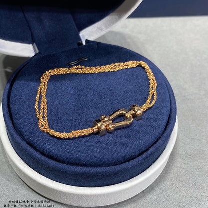 [Glow Jewelry]FORCE SMALL HORSESHOE  DIAMOND CHAIN ROPE BRACELET