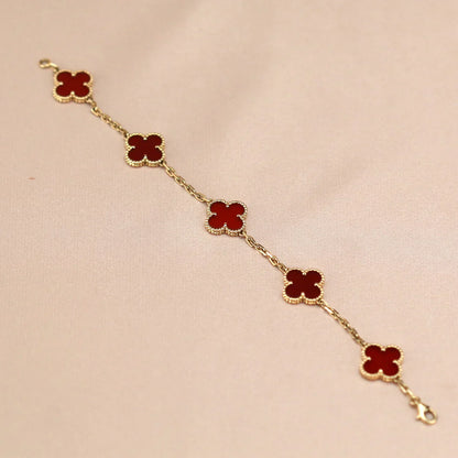 [Glow Jewelry]New  CLOVER 5 MOTIF RED CORNELIAN BRACELET COLLECTION
