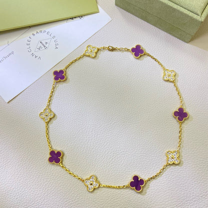 [Glow Jewelry Jewelry]CLOVER 10 MOTIFS  PURPLE VIOLET DIAMOND NECKLACE