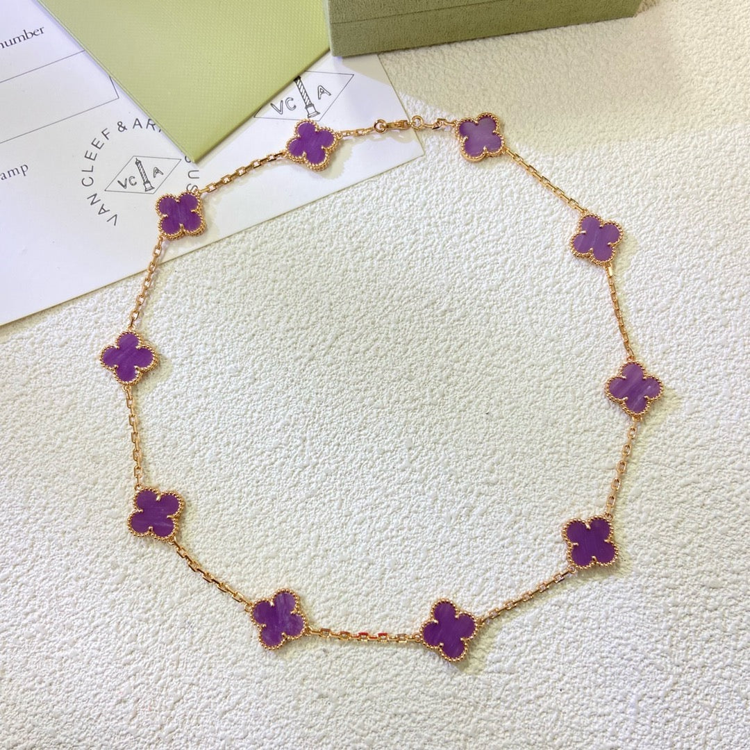 [Glow Jewelry Jewelry]CLOVER 10 MOTIFS  PURPLE VIOLET  NECKLACE