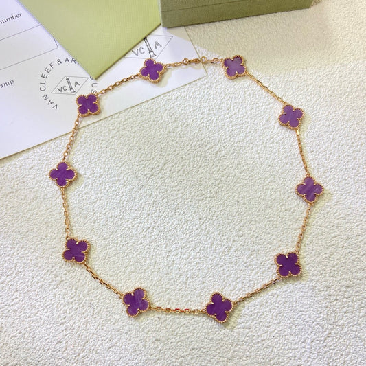 [Glow Jewelry Jewelry]CLOVER 10 MOTIFS  PURPLE VIOLET  NECKLACE