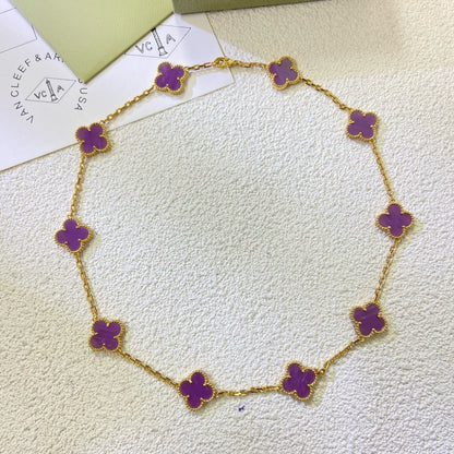 [Glow Jewelry Jewelry]CLOVER 10 MOTIFS  PURPLE VIOLET  NECKLACE