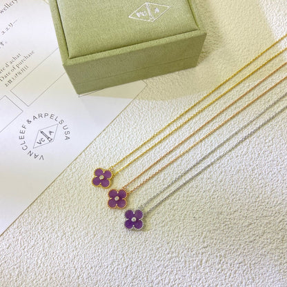 ¡®Glow Jewelry¡¯CLOVER 15MM DIAMOND  PURPLE VIOLET NECKLACE