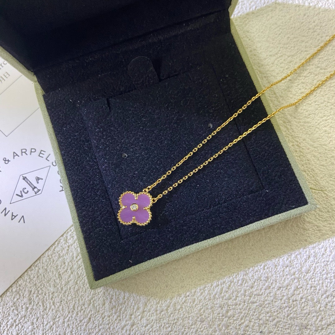 ¡®Glow Jewelry¡¯CLOVER 15MM DIAMOND  PURPLE VIOLET NECKLACE