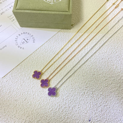 [Glow Jewelry Jewelry]CLOVER 15MM  PURPLE VIOLET NECKLACE