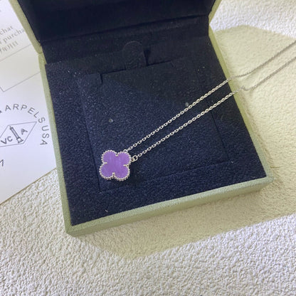 [Glow Jewelry Jewelry]CLOVER 15MM  PURPLE VIOLET NECKLACE