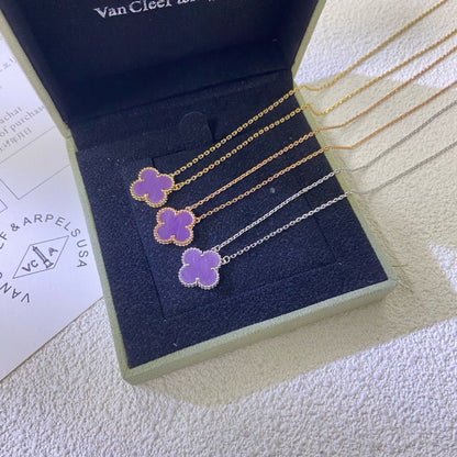 [Glow Jewelry Jewelry]CLOVER 15MM  PURPLE VIOLET NECKLACE