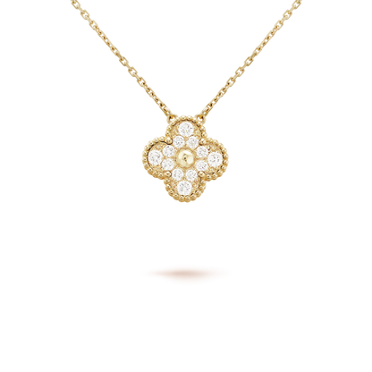 [Glow Jewelry]CLOVER 15MM DIAMOND SINGLE FLOWER NECKLACE