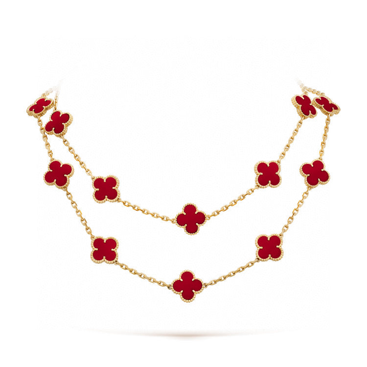 [Glow Jewelry]CLOVER 20 MOTIFS CARNELIAN NECKLACE