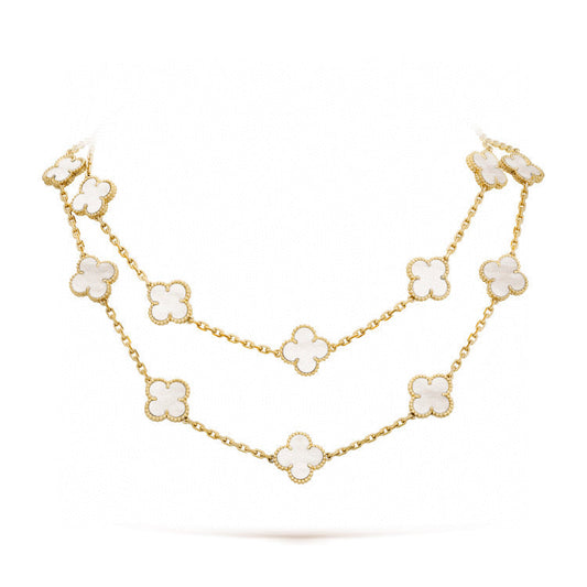 [Glow Jewelry]CLOVER 20 MOTIFS WHITE MOP NECKLACE