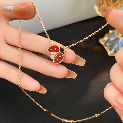 [Glow Jewelry]LUCKY  CARNELIANS LADYBUG NECKLACE