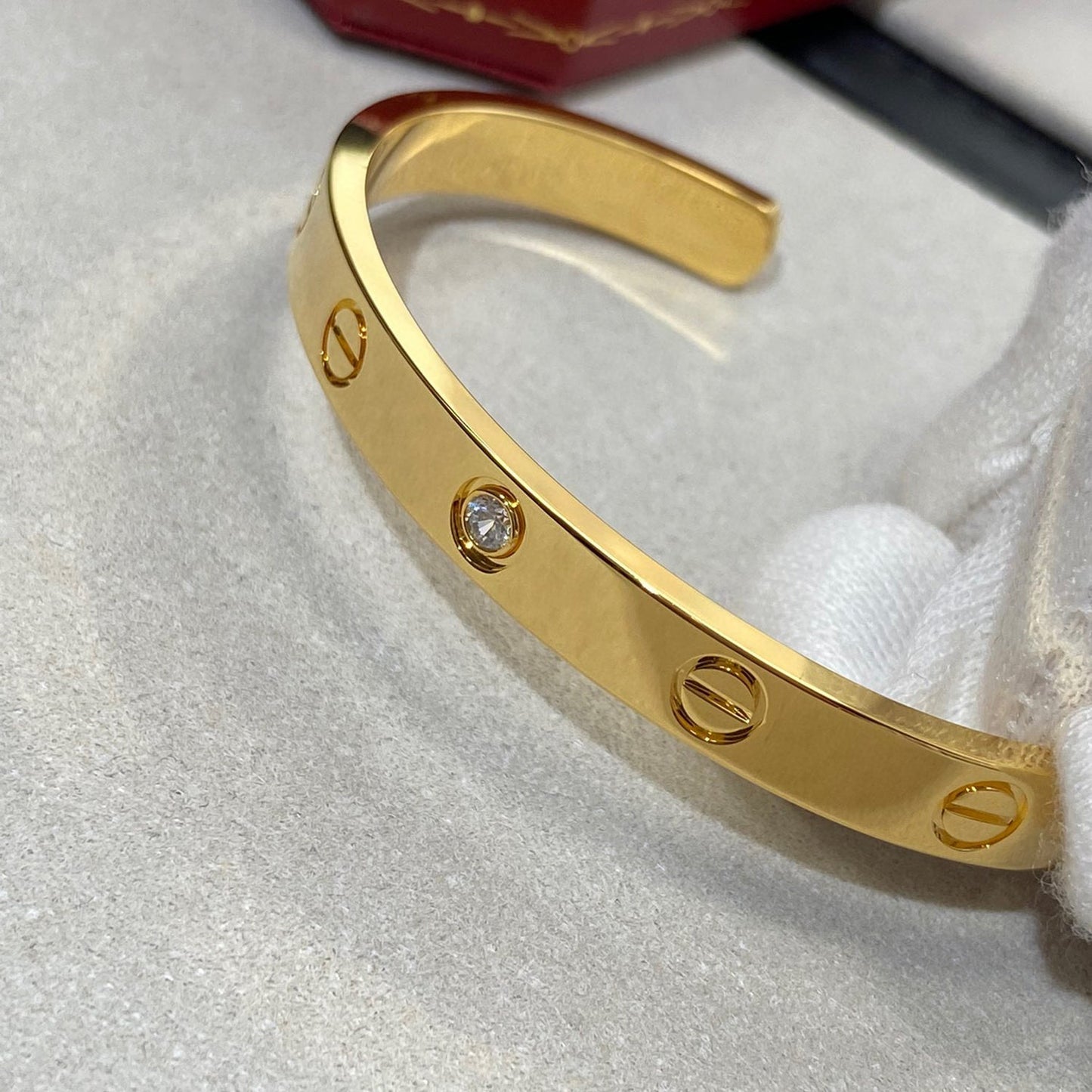 [Glow Jewelry]LOVE BRACELET 6.1MM 1 DIAMOND OPEN CUFF
