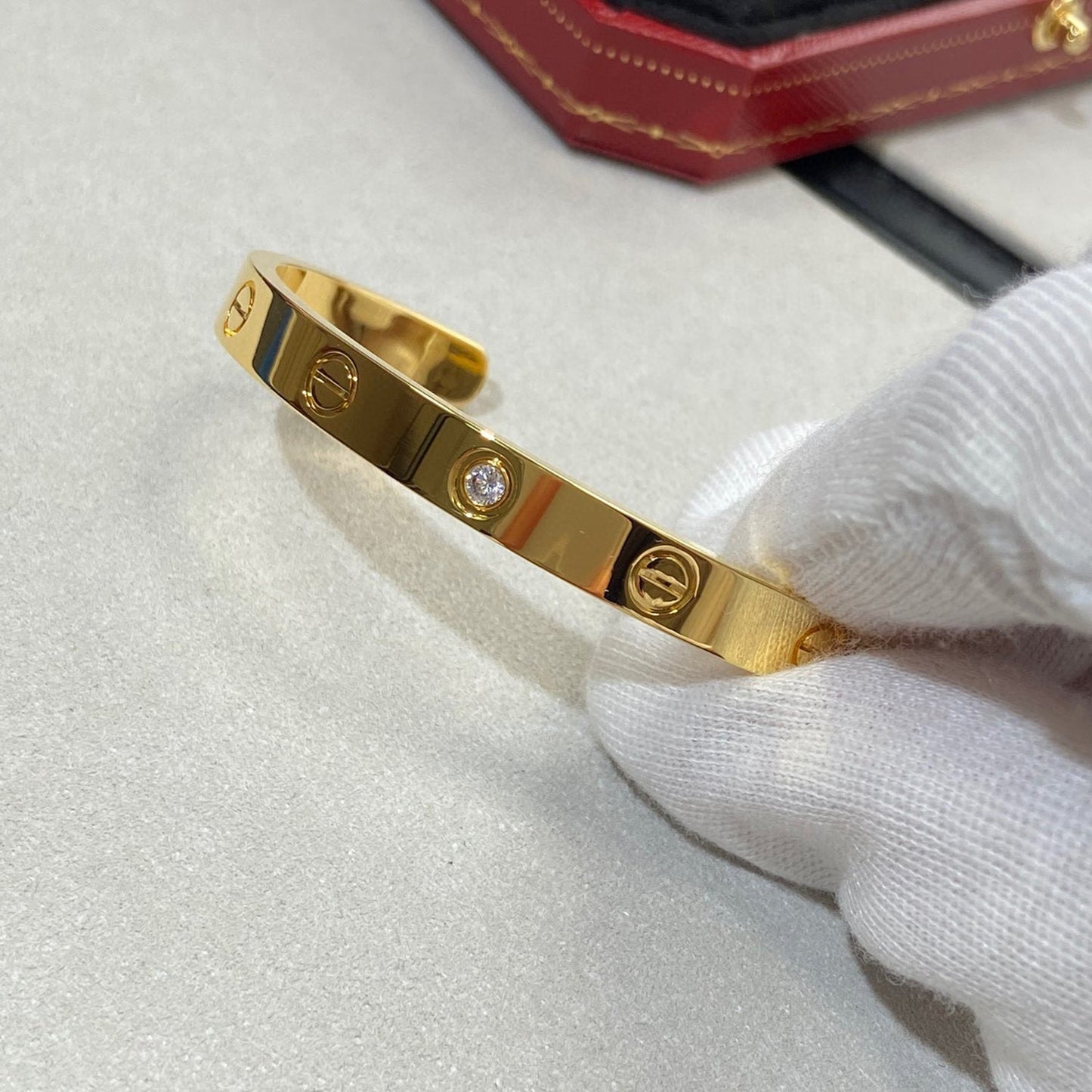 [Glow Jewelry]LOVE BRACELET 6.1MM 1 DIAMOND OPEN CUFF