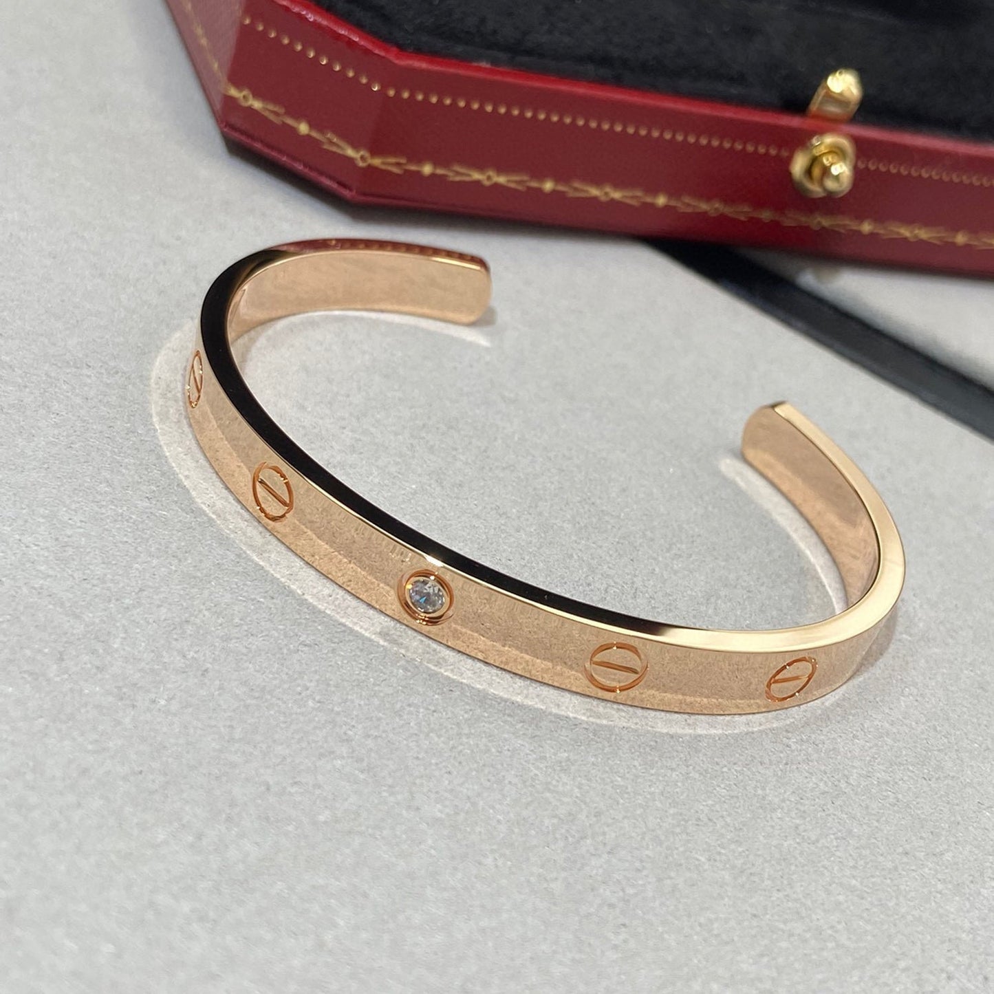 [Glow Jewelry]LOVE BRACELET 6.1MM 1 DIAMOND OPEN CUFF