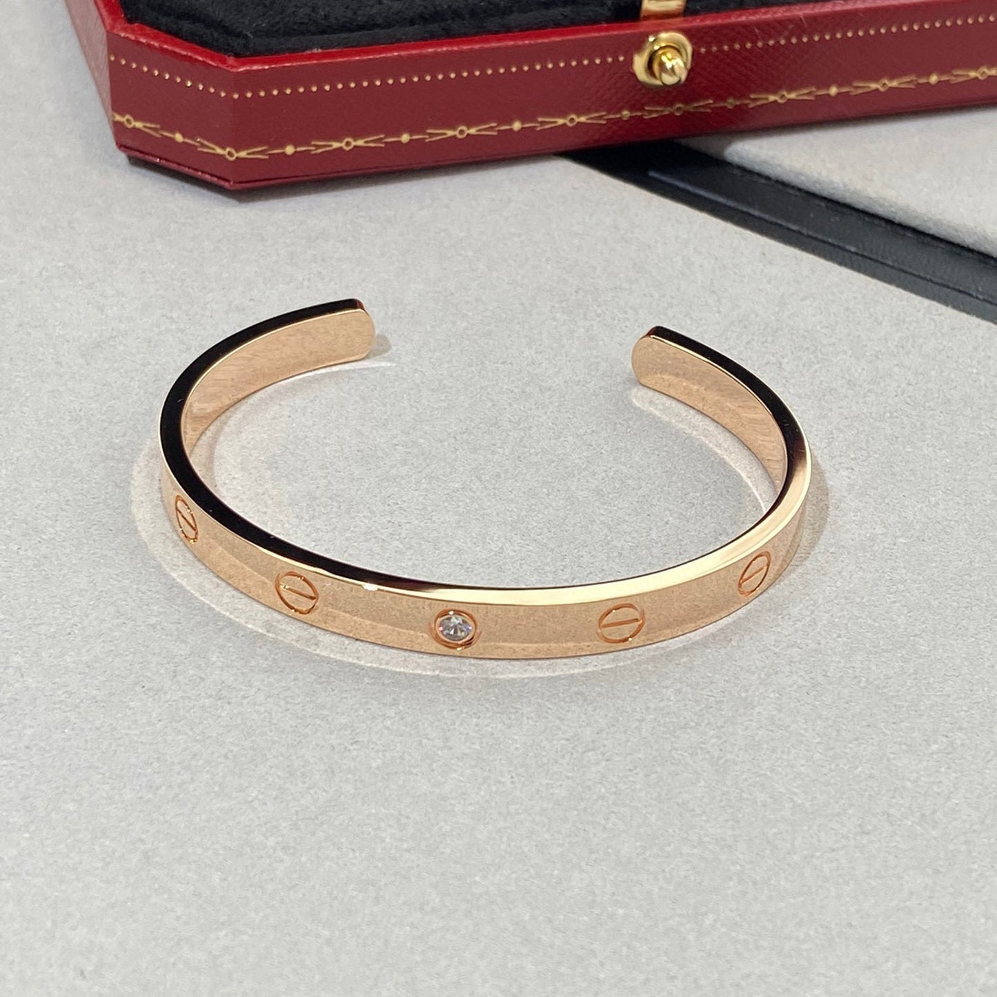 [Glow Jewelry]LOVE BRACELET 6.1MM 1 DIAMOND OPEN CUFF