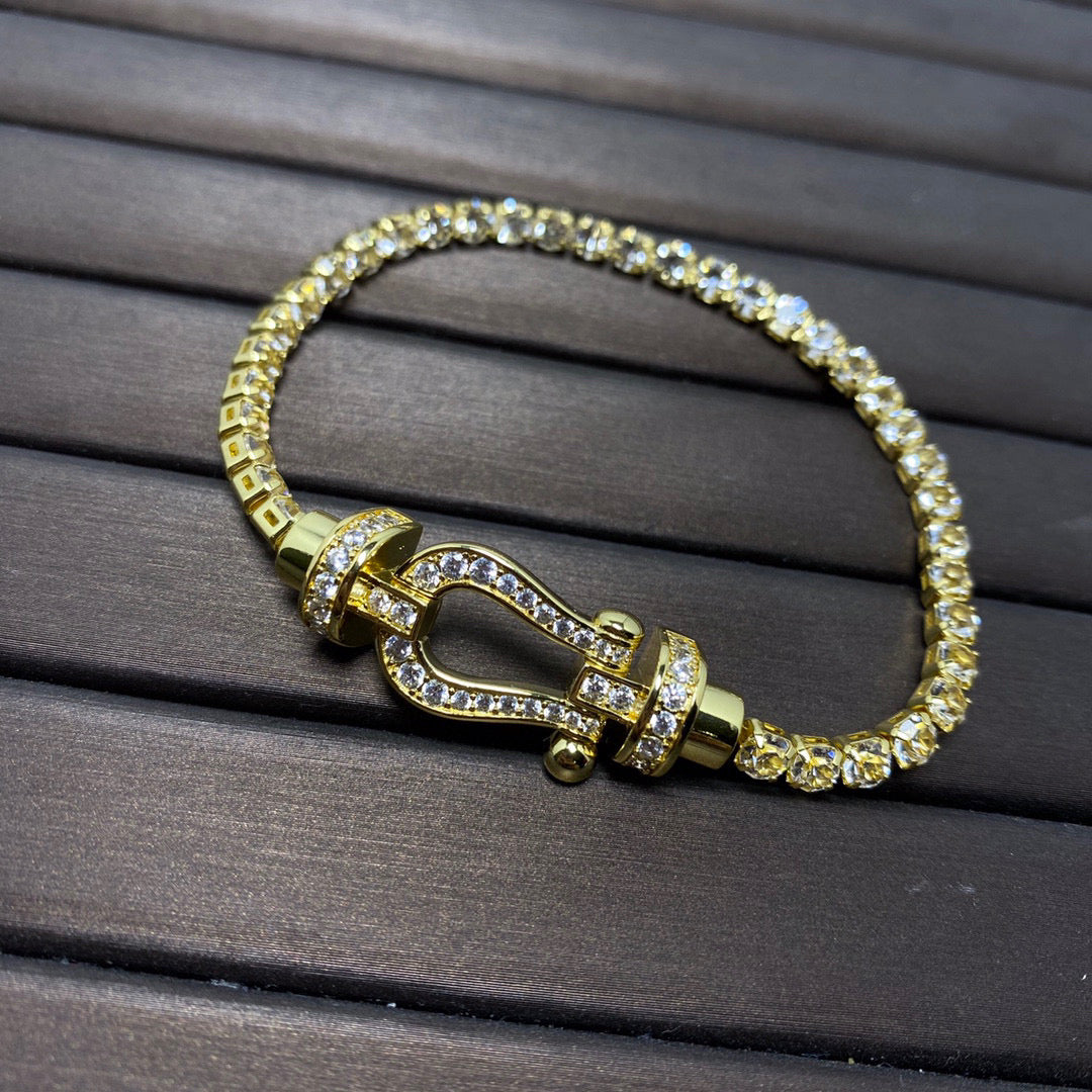 [Glow Jewelry]FORCE  LARGE HORSESHOE FULL DIAMOND TENNIS BRACELET