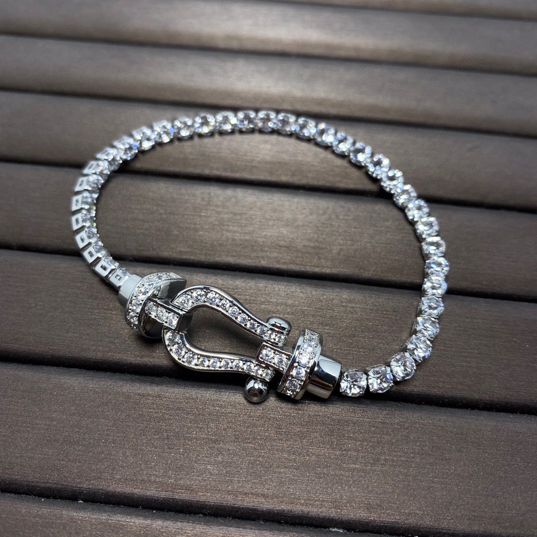 [Glow Jewelry]FORCE  LARGE HORSESHOE FULL DIAMOND TENNIS BRACELET