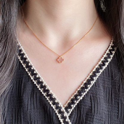 ¡®Glow Jewelry¡¯CLOVER 15MM PINK MOTHER-OF-PEARL SINGLE FLOWER NECKLACE