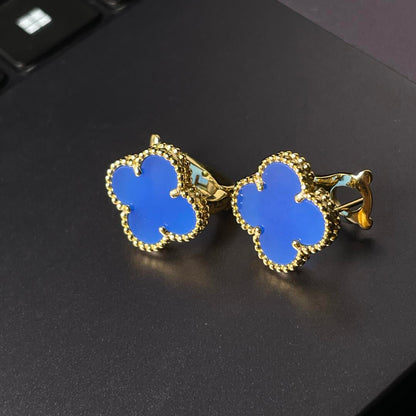 [Glow Jewelry] CLOVER LARGE (20mm) 1 MOTIFS BLUE MOP STUD EARRINGS