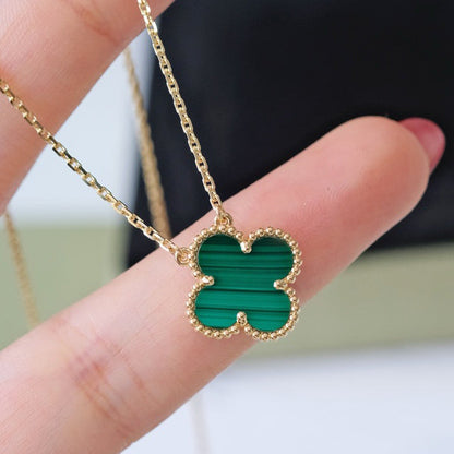[Glow Jewelry]CLOVER 15MM MALACHITE SINGLE FLOWER  NECKLACE