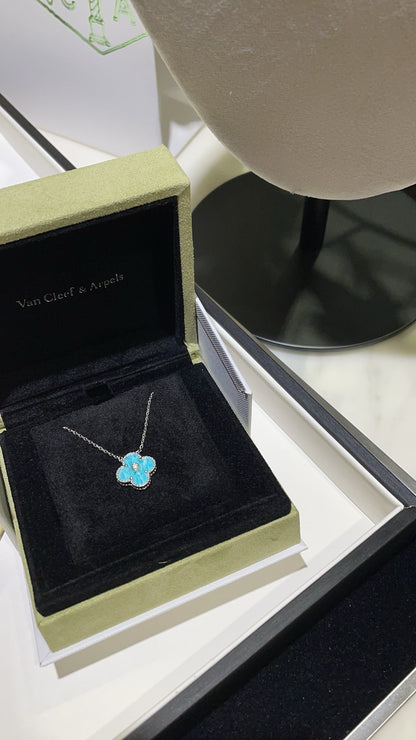 [Glow Jewelry]CLOVER 15MM DIAMOND SVRES PORCELAIN  NECKLACE SILVER