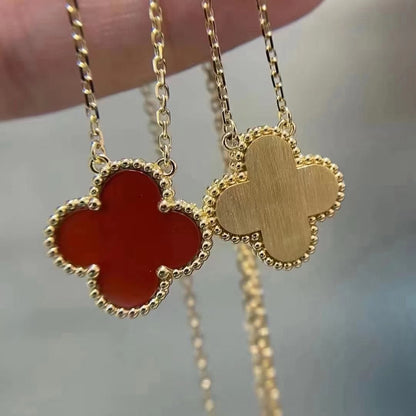 ¡®Glow Jewelry¡¯CLOVER 15MM CARNELIAN SINGLE FLOWER NECKLACE