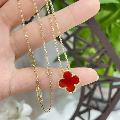¡®Glow Jewelry¡¯CLOVER 15MM CARNELIAN SINGLE FLOWER NECKLACE