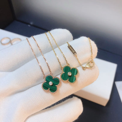 [Glow Jewelry]CLOVER 15MM DIAMOND TURQUOISE NECKLACE