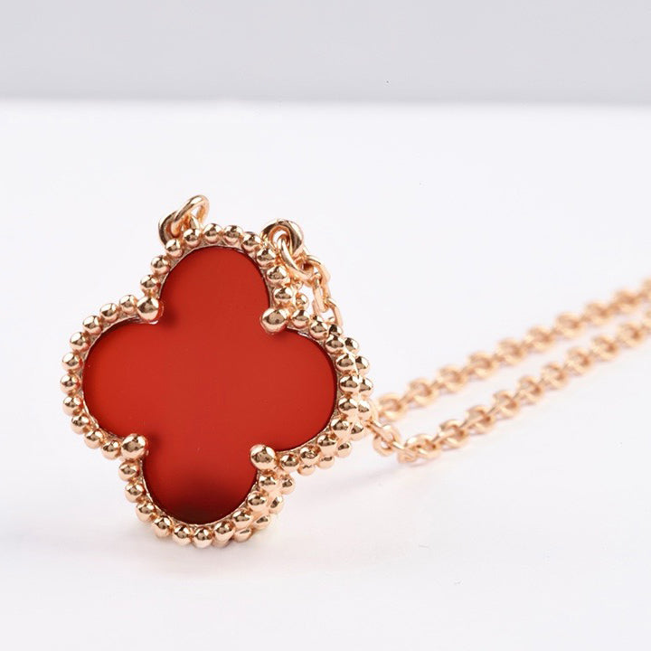 ¡®Glow Jewelry¡¯CLOVER 15MM CARNELIAN SINGLE FLOWER NECKLACE
