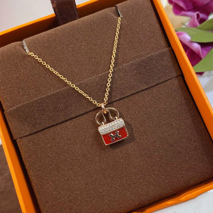 ¡®Glow Jewelry¡¯CONSTANCE RED PEDANT PINK GOLD NECKLACE
