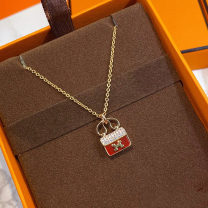 ¡®Glow Jewelry¡¯CONSTANCE RED PEDANT PINK GOLD NECKLACE