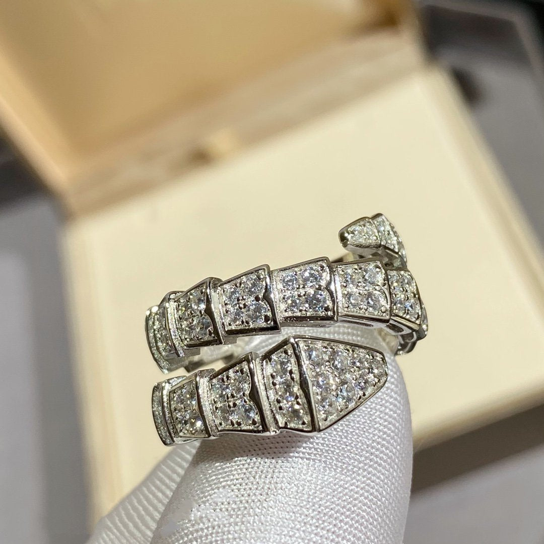 [Glow Jewelry]SERPENTI DOUBLE RING SILVER DIAMOND PAVED
