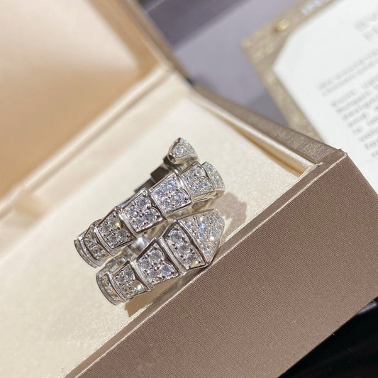 [Glow Jewelry]SERPENTI DOUBLE RING SILVER DIAMOND PAVED