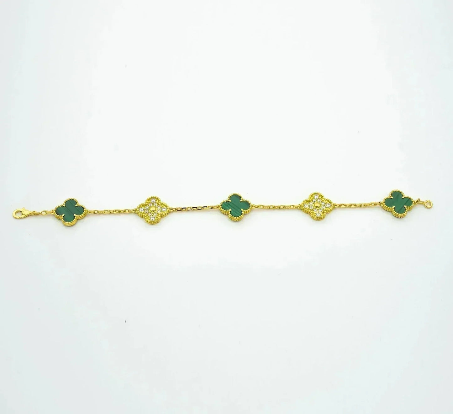 [Glow Jewelry] CLOVER 5 MOTIF MALACHITE BRACELET COLLECTION