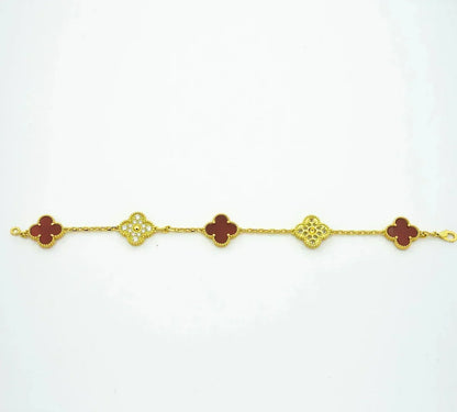 [Glow Jewelry]New  CLOVER 5 MOTIF RED CORNELIAN BRACELET COLLECTION