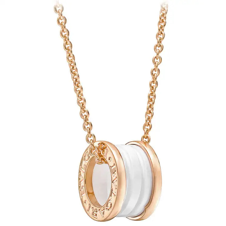 [Glow Jewelry]ZERO 1 WHITE CERAMIC PINK GOLD DIAMOND NECKLACE