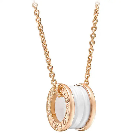 [Glow Jewelry]ZERO 1 WHITE CERAMIC PINK GOLD DIAMOND NECKLACE