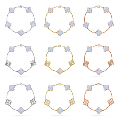 [Glow Jewelry]New  CLOVER 5 MOTIF PURPLE CHALCEDONY BRACELET COLLECTION