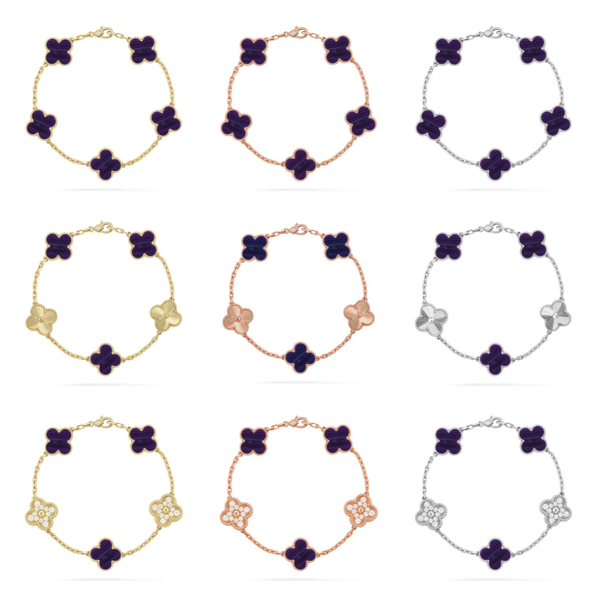 [Glow Jewelry]New CLOVER 5 MOTIF PURPLE STRIPES BRACELET COLLECTION