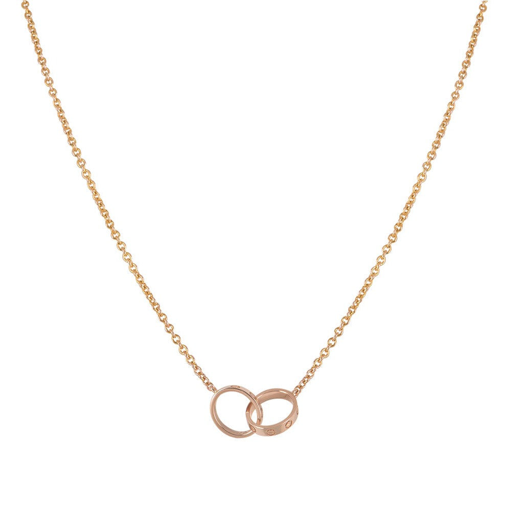 „Glow Jewelry“ LOVE HALSKETTE DOPPELRING ROSÉGOLD