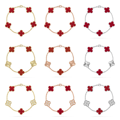 [Glow Jewelry]New  CLOVER 5 MOTIF RED CORNELIAN BRACELET COLLECTION