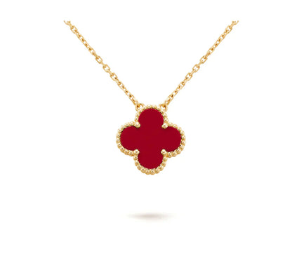 [Glow Jewelry]CLOVER 15MM CARNELIAN SINGLE FLOWER NECKLACE