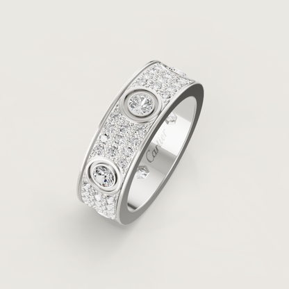[Glow Jewelry]LOVE RING 6.5MM Full Diamond, 6 Major Diamonds Silver