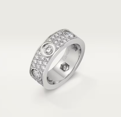 [Glow Jewelry]LOVE RING 6.5MM Full Diamond, 6 Major Diamonds Silver