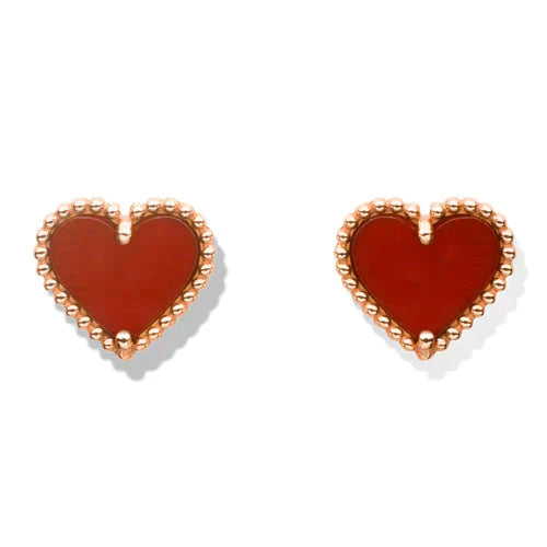 ¡®Glow Jewelry¡¯HEART CARNELIAN STUD EARRINGS
